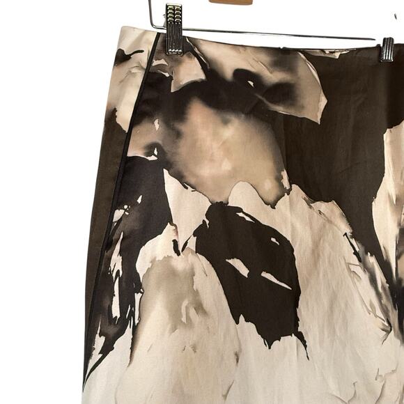 Lafayette 148 Brown Floral Pencil Skirt Rose Midi SIZE 2 Womens Watercolor - Picture 9 of 11